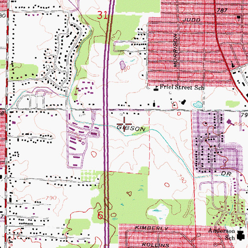 Topographic Map of Tudor Estates Mobile Home Park, MI