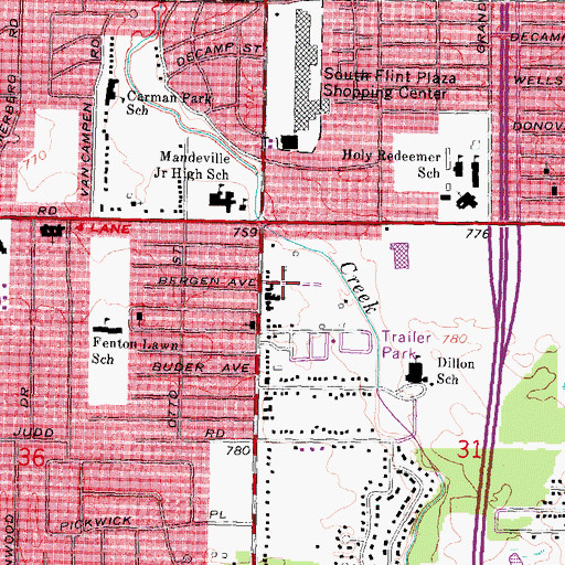 Topographic Map of Delta Mobile Home Park, MI