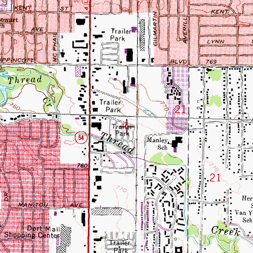 Topographic Map of Elms Mobile Home Park, MI