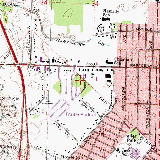 Topographic Map of Westwood Village Mobile Home Park, MI