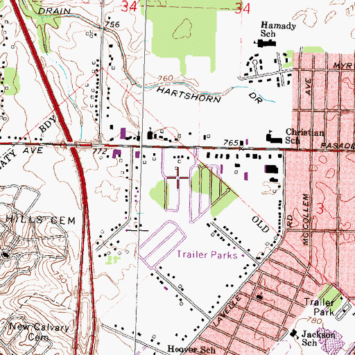 Topographic Map of Pasadena Mobile Home Park, MI