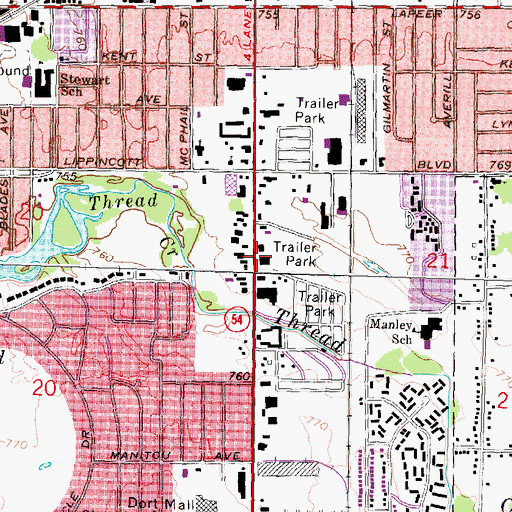 Topographic Map of Carriage Manor Mobile Home Park, MI