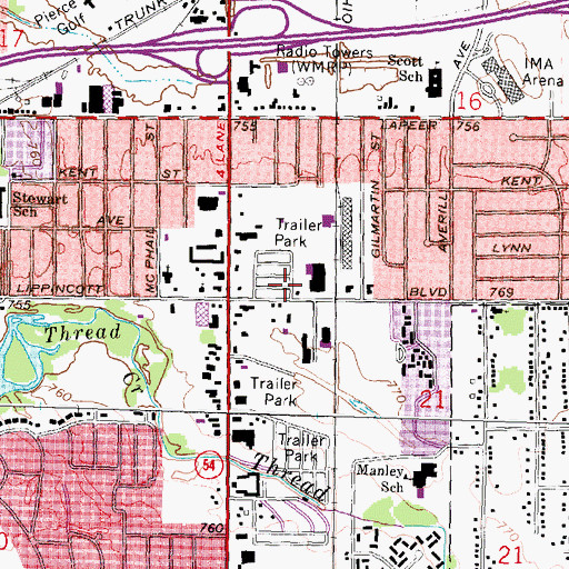 Topographic Map of Twilight Mobile Home Park, MI