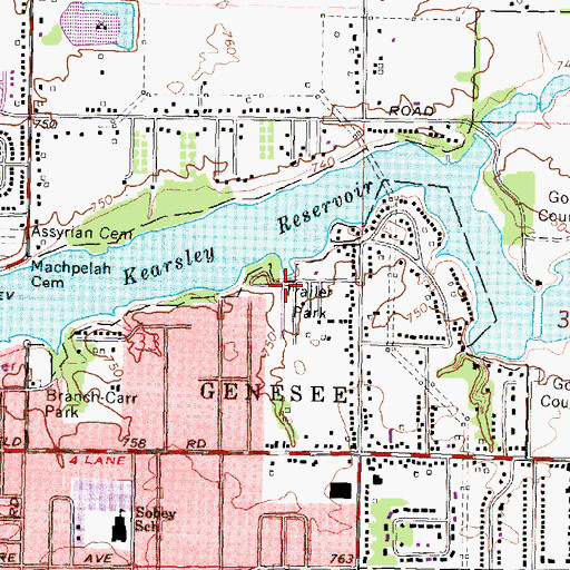 Topographic Map of Kearsley Lake Terrace Mobile Home Park, MI
