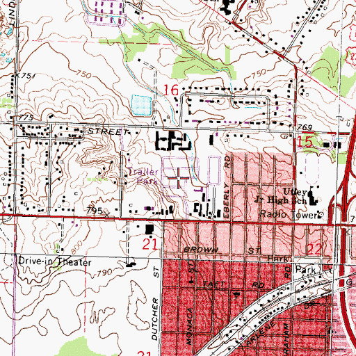 Topographic Map of Pheasant Run Mobile Home Park, MI