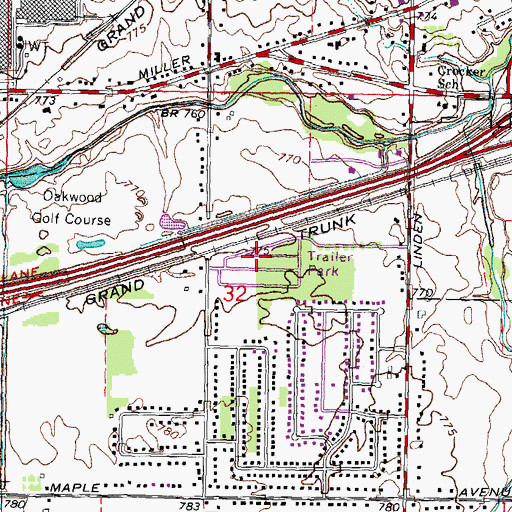 Topographic Map of Linden Place Mobile Home Court, MI