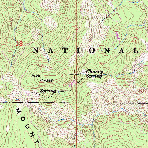Topographic Map of Cherry Spring, CA