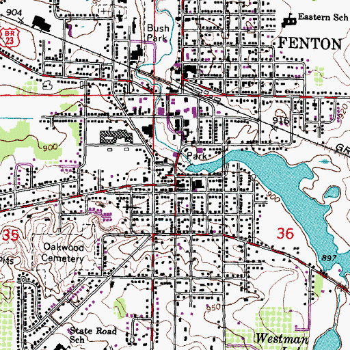 Topographic Map of Dibbleville Historical Marker, MI