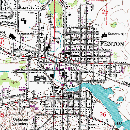 Topographic Map of Fenton House Historical Marker, MI
