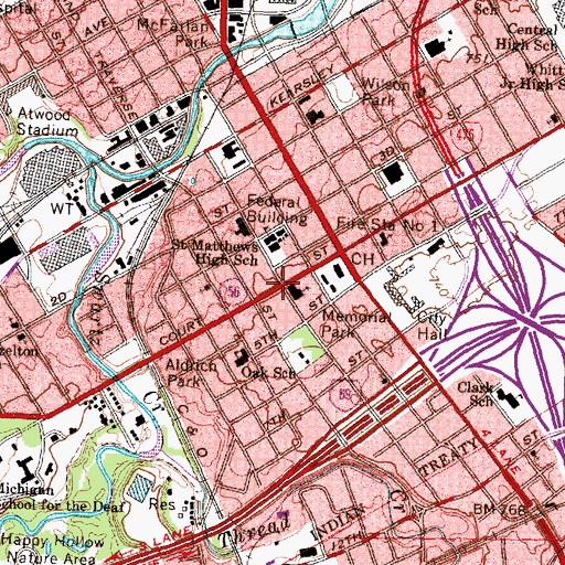 Topographic Map of Court Street United Methodist Church Historical Marker, MI