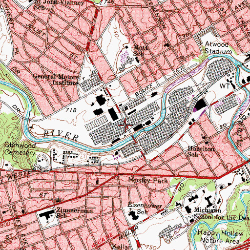 Topographic Map of Flint Sit-Down Historical Marker, MI