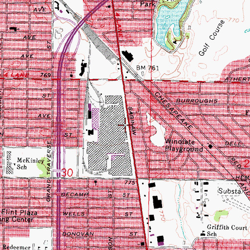 Topographic Map of General Motors Sit-Down Strike Historical Marker, MI