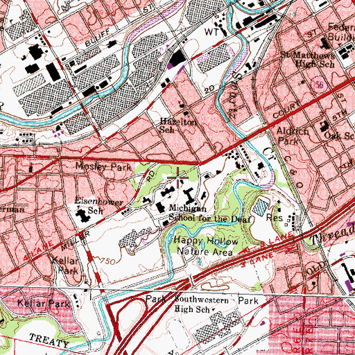 Topographic Map of Michigan School for the Deaf Historical Marker, MI