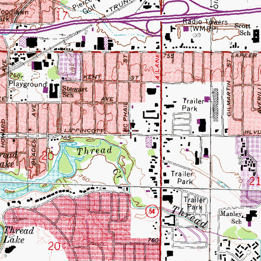 Topographic Map of Quinn Chapel African Methodist Episcopal Church Historical Marker, MI
