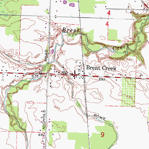 Topographic Map of Brent Creek United Methodist Church Historical Marker, MI