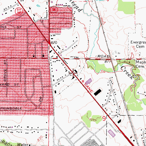 Topographic Map of First Baptist Church Historical Marker, MI