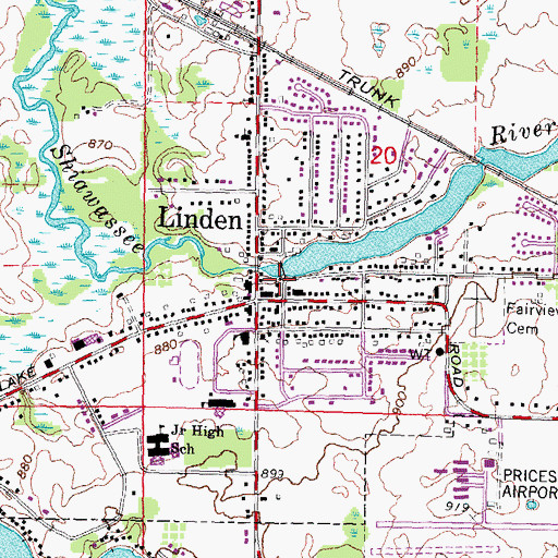 Topographic Map of Linden Mills Historical Marker, MI
