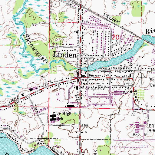 Topographic Map of Linden Presbyterian Church Historical Marker, MI