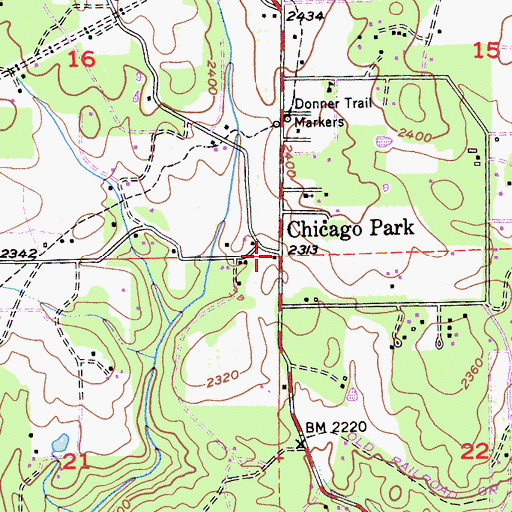Topographic Map of Chicago Park, CA