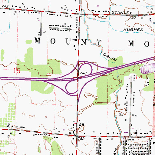Topographic Map of Interchange 15, MI