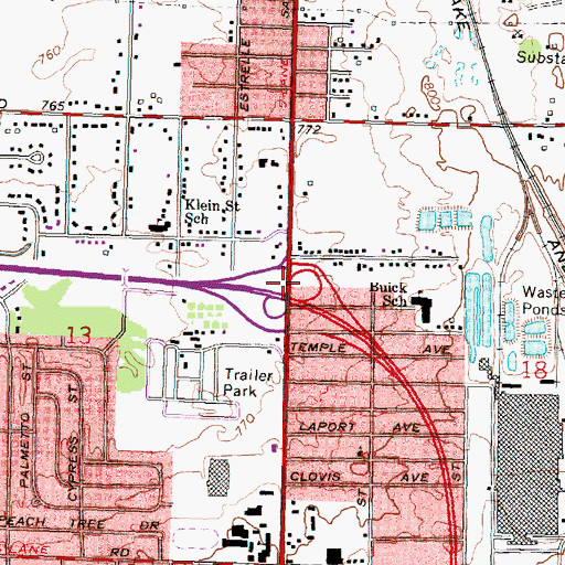 Topographic Map of Interchange 13, MI