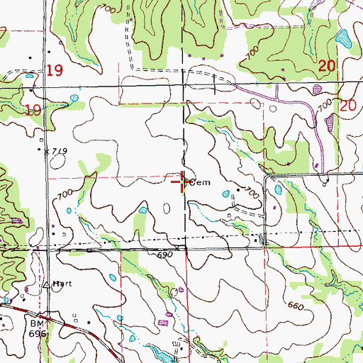 Topographic Map of Copher Cemetery, MO
