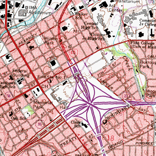 Topographic Map of Interchange 7, MI
