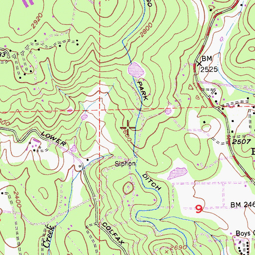 Topographic Map of Chicago Park Ditch, CA