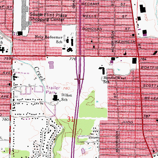 Topographic Map of Interchange 4, MI