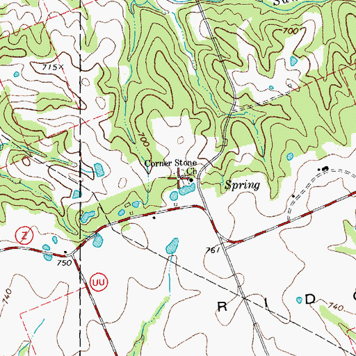 Topographic Map of Corner Stone Cemetery, MO