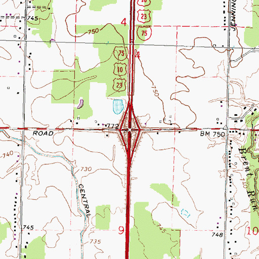 Topographic Map of Interchange 126, MI