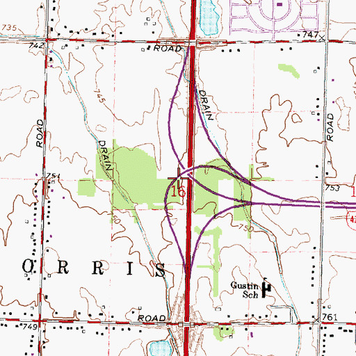 Topographic Map of Interchange 125, MI