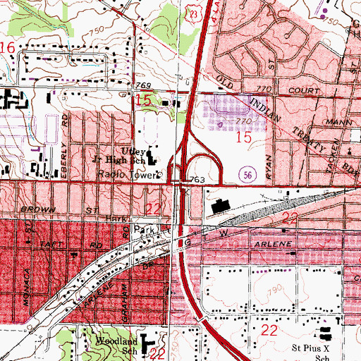 Topographic Map of Interchange 118, MI