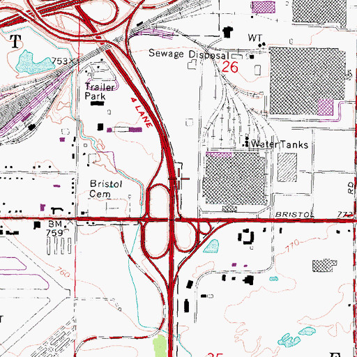 Topographic Map of Interchange 117A, MI