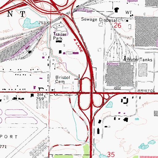 Topographic Map of Interchange 116B, MI