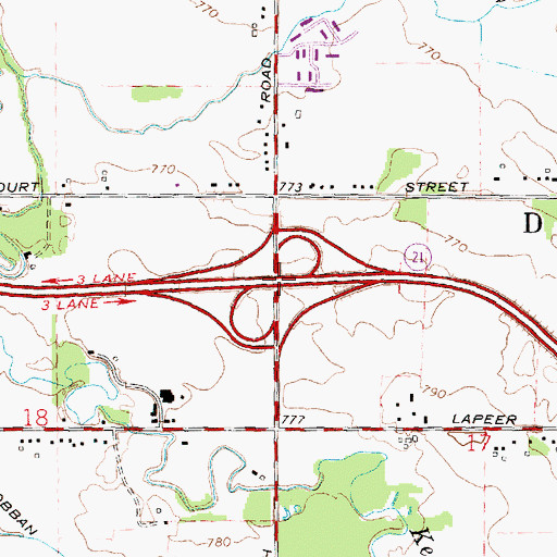 Topographic Map of Interchange 143, MI