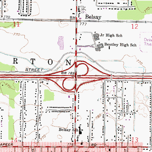 Topographic Map of Interchange 141, MI