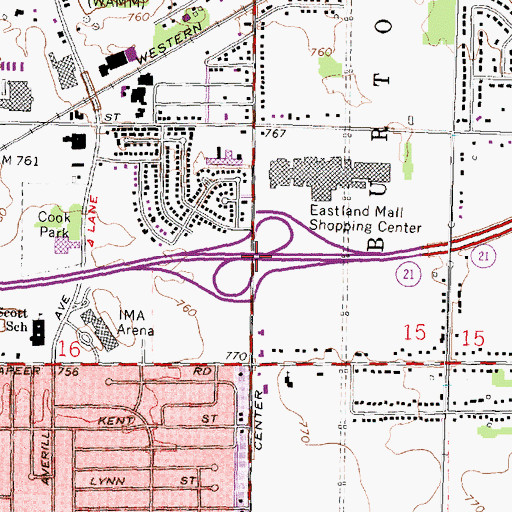 Topographic Map of Interchange 139, MI
