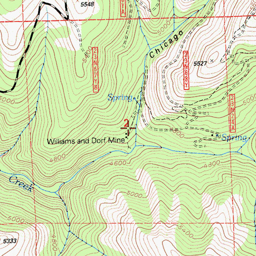Topographic Map of Chicago Ravine, CA