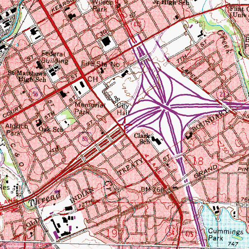 Topographic Map of Interchange 136, MI