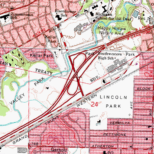 Topographic Map of Interchange 135, MI