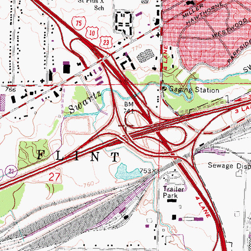 Topographic Map of Interchange 133, MI