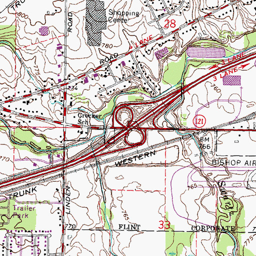 Topographic Map of Interchange 131, MI