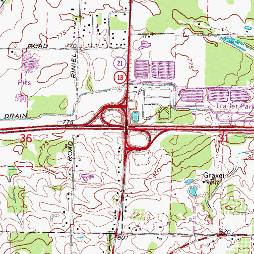 Topographic Map of Interchange 123, MI