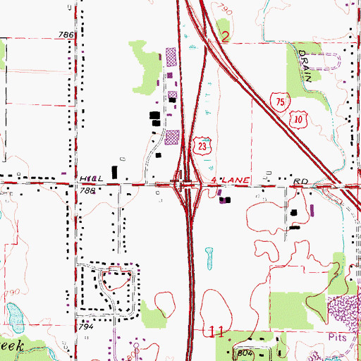 Topographic Map of Interchange 90, MI