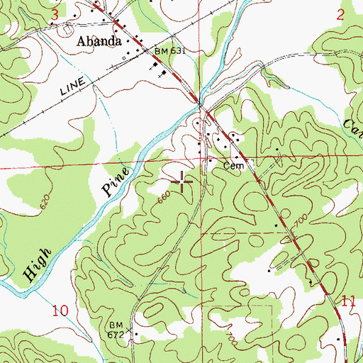 Topographic Map of Abanda Census Designated Place, AL