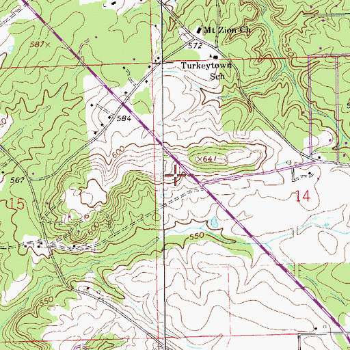 Topographic Map of Coats Bend Census Designated Place, AL