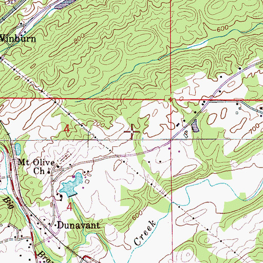 Topographic Map of Dunnavant Census Designated Place, AL
