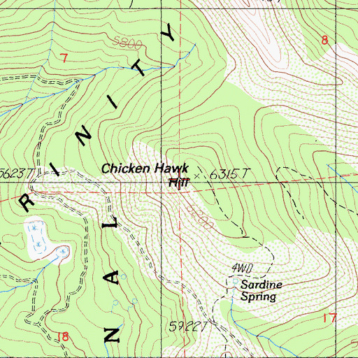 Topographic Map of Chicken Hawk Hill, CA