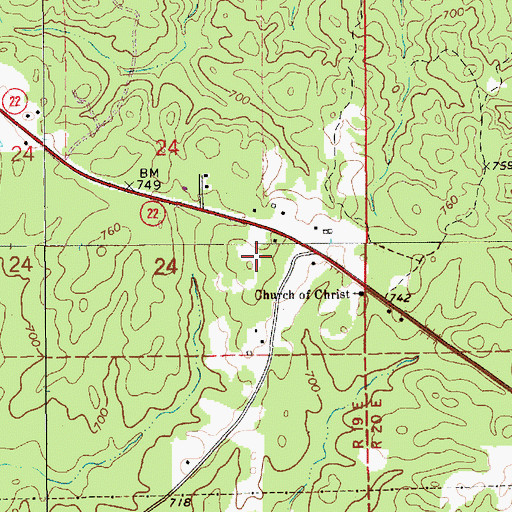 Topographic Map of Hissop Census Designated Place, AL